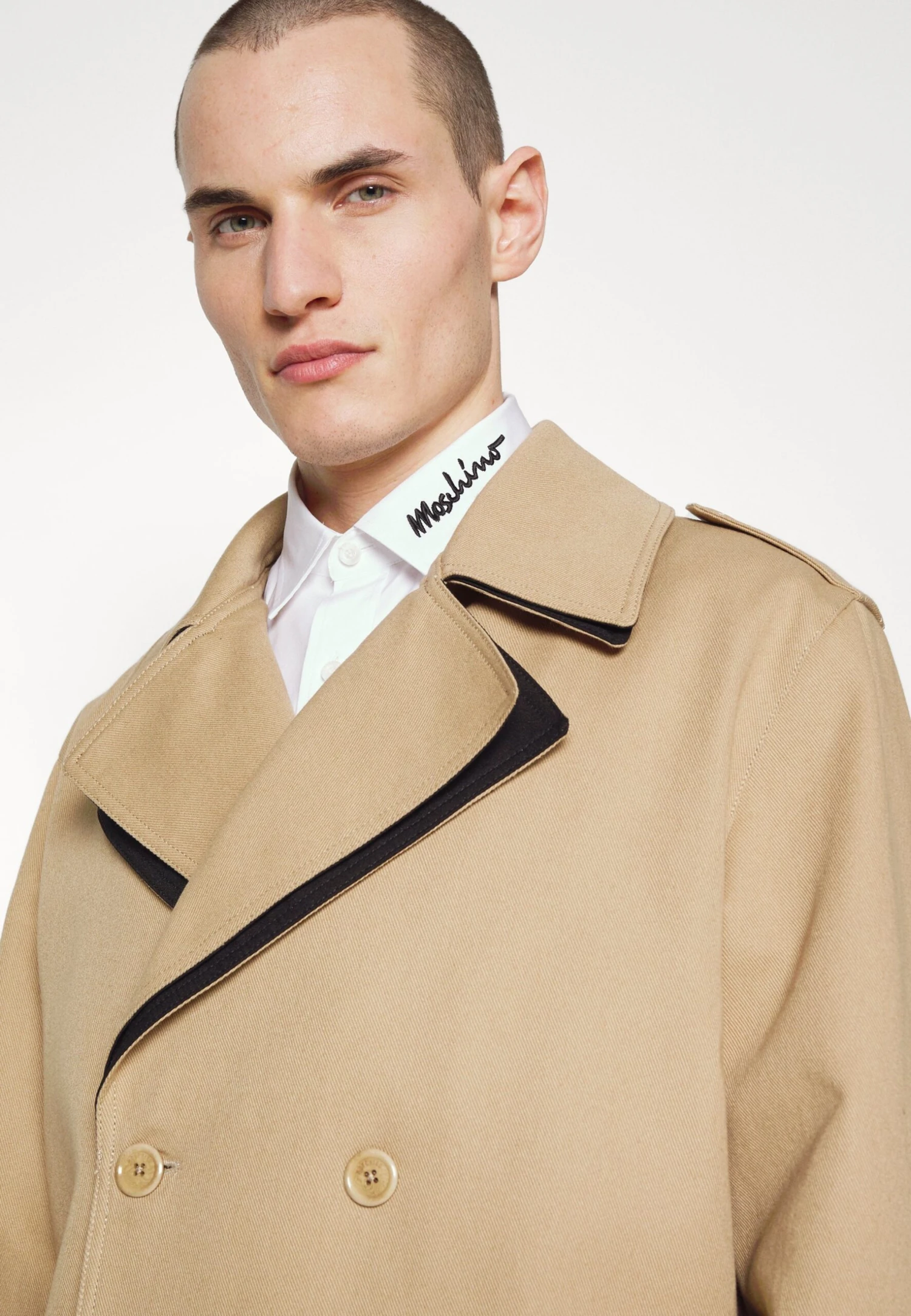 MOSCHINO Long Jacket - Classic Coat - Beige/Black 8 MOSCHINO Long Jacket - Classic Coat - Beige/Black - Image 8