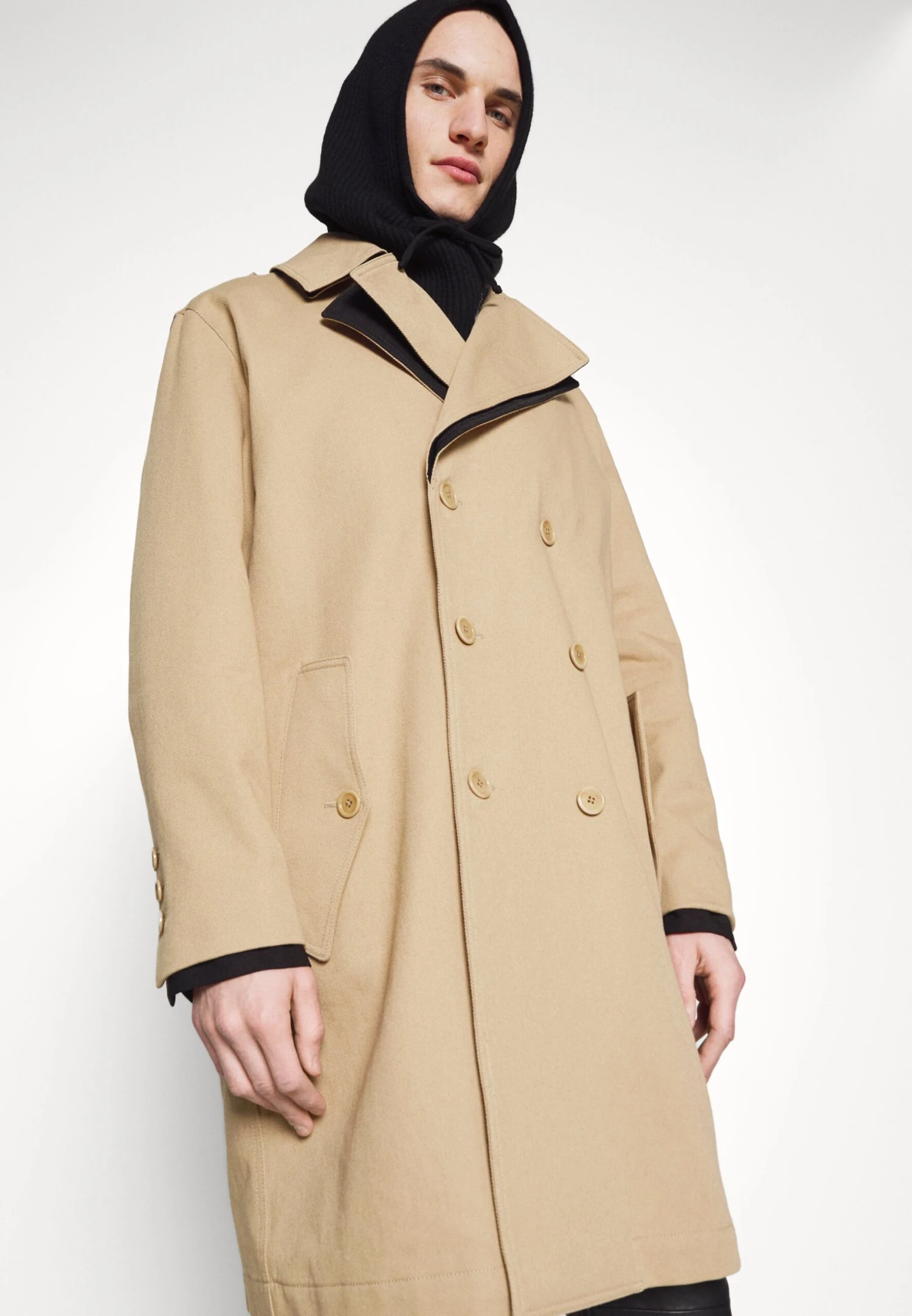 MOSCHINO Long Jacket - Classic Coat - Beige/Black 6 MOSCHINO Long Jacket - Classic Coat - Beige/Black - Image 6