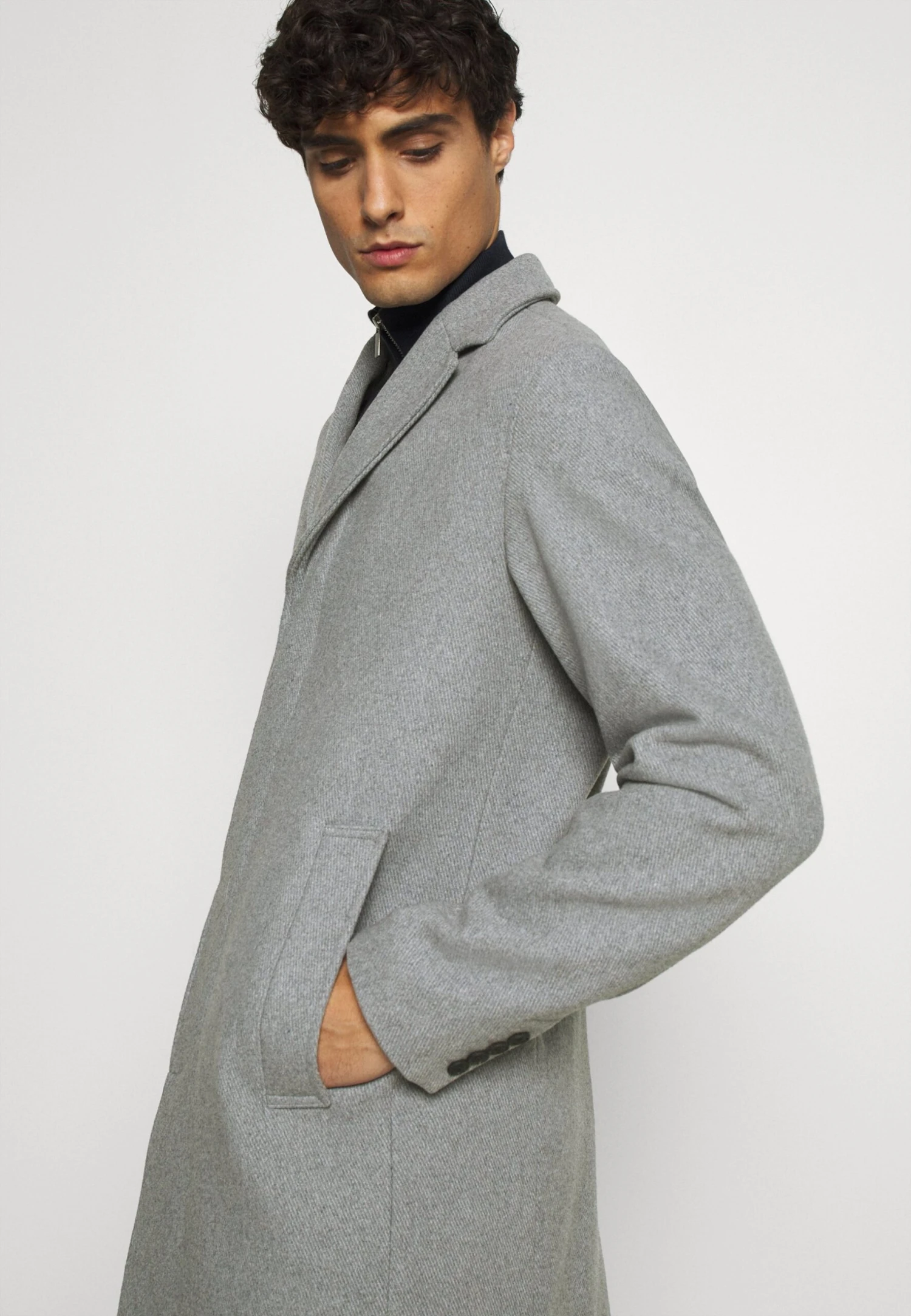 Selected Homme SlhhagenCoat- Classic Coat - Grey Melange 4 Selected Homme SlhhagenCoat- Classic Coat - Grey Melange - Image 4