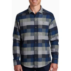 KUHL Men's Pixelatr Flannel Long Sleeve -Winter Menswear Store 7336 pixelatr flannel ls sea glass front pdp photo 41ff3d12 a73b 4e05 b69d e2a7db21f2b9 1