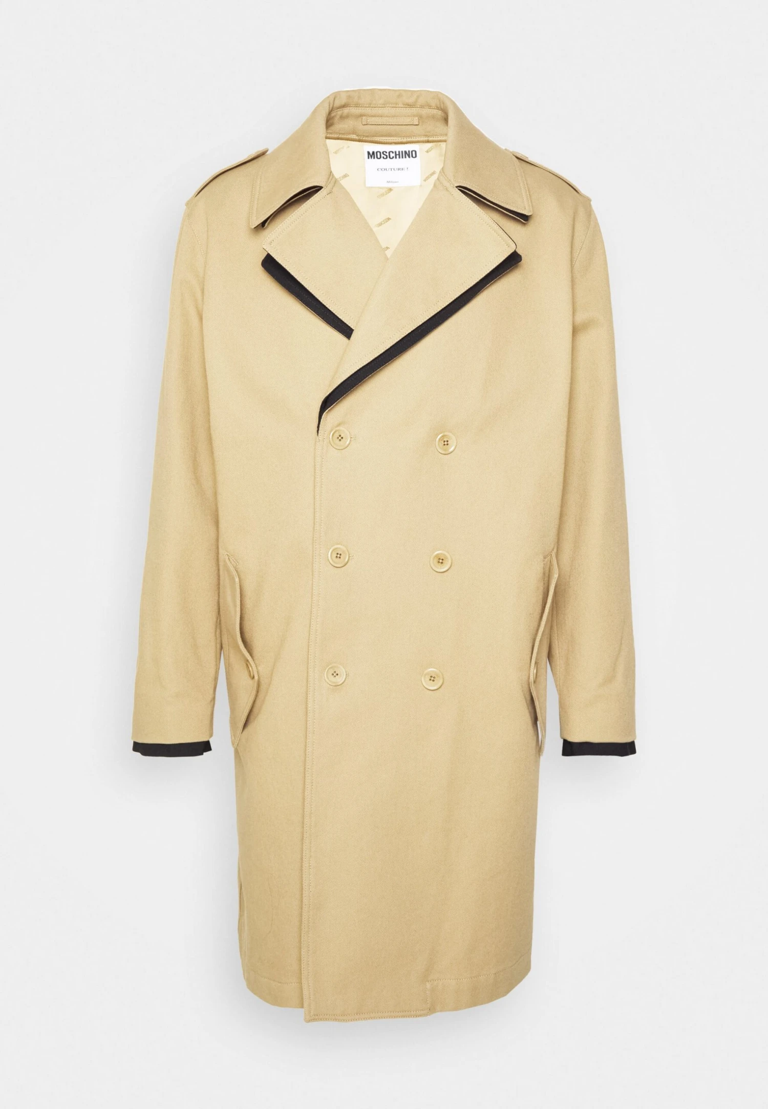 MOSCHINO Long Jacket - Classic Coat - Beige/Black 7 MOSCHINO Long Jacket - Classic Coat - Beige/Black - Image 7