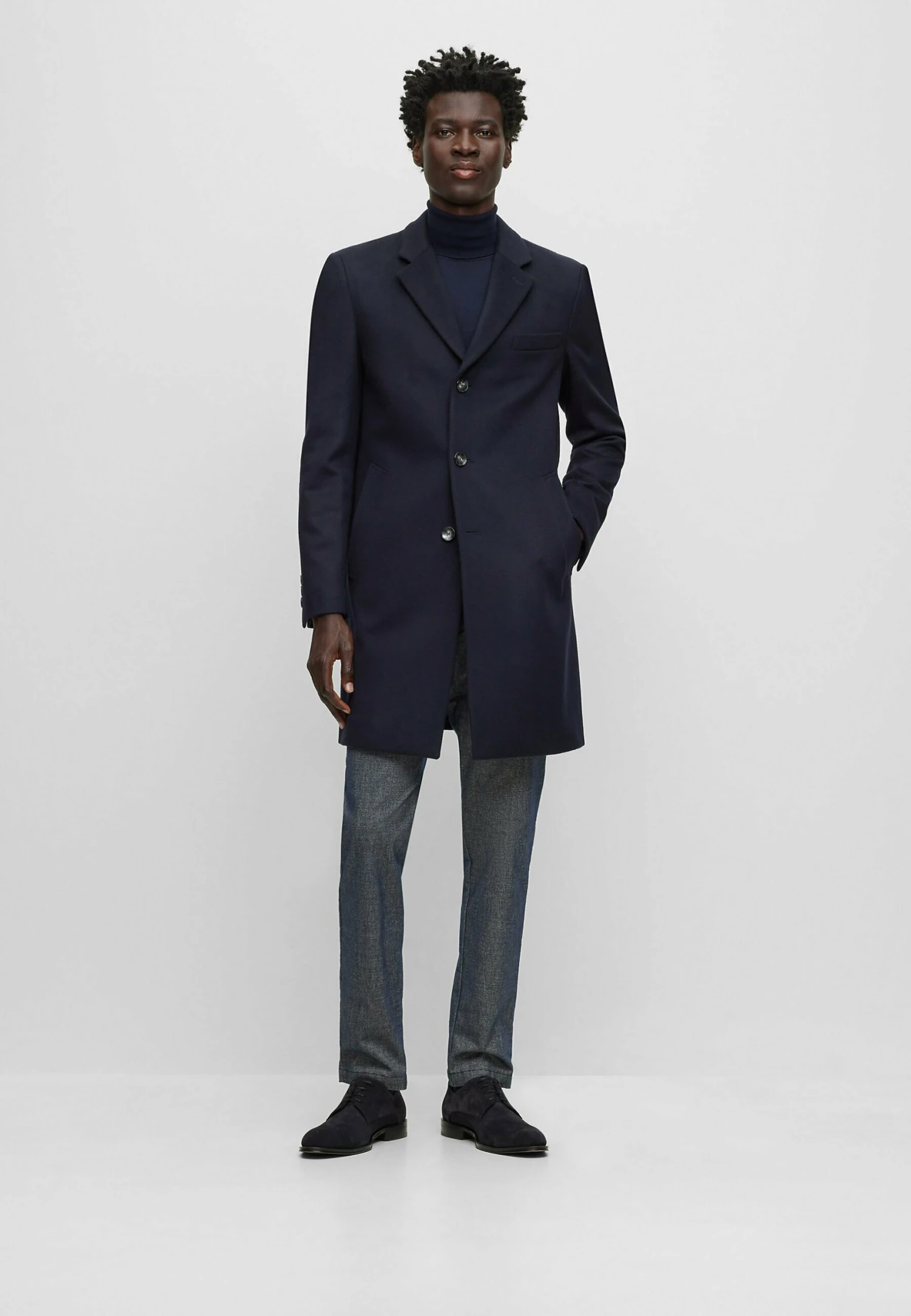 Boss H-Hyde-234 - Classic Coat - Dark Blue Four 2 Boss H-Hyde-234 - Classic Coat - Dark Blue Four - Image 2