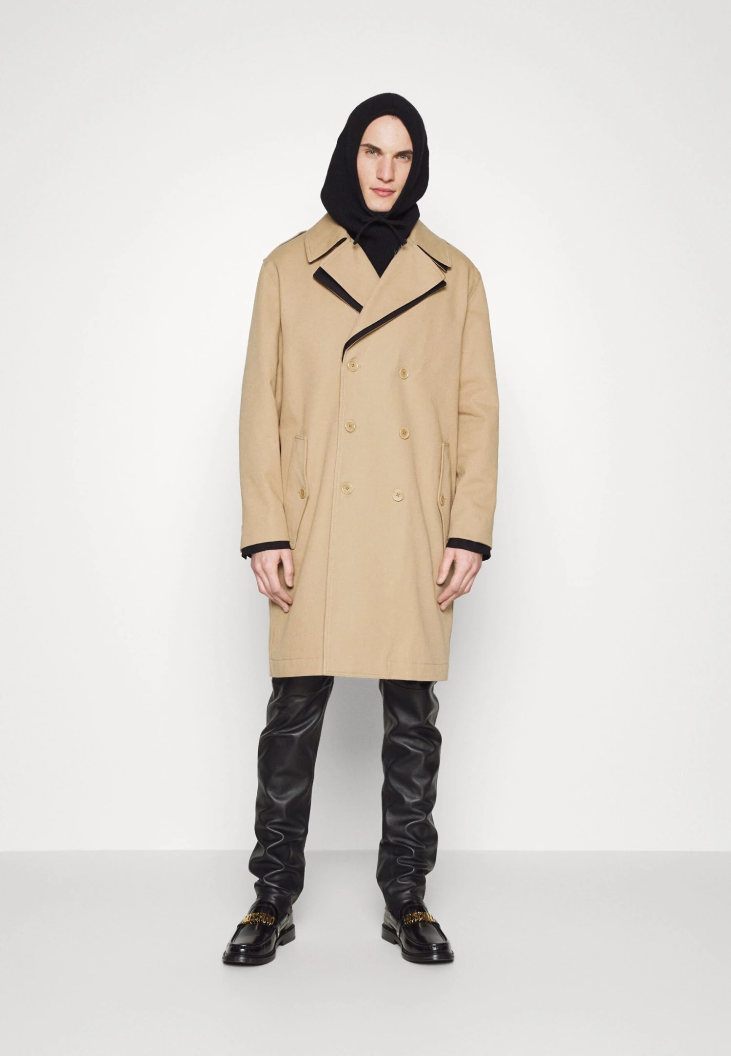 MOSCHINO Long Jacket - Classic Coat - Beige/Black 5 MOSCHINO Long Jacket - Classic Coat - Beige/Black - Image 5