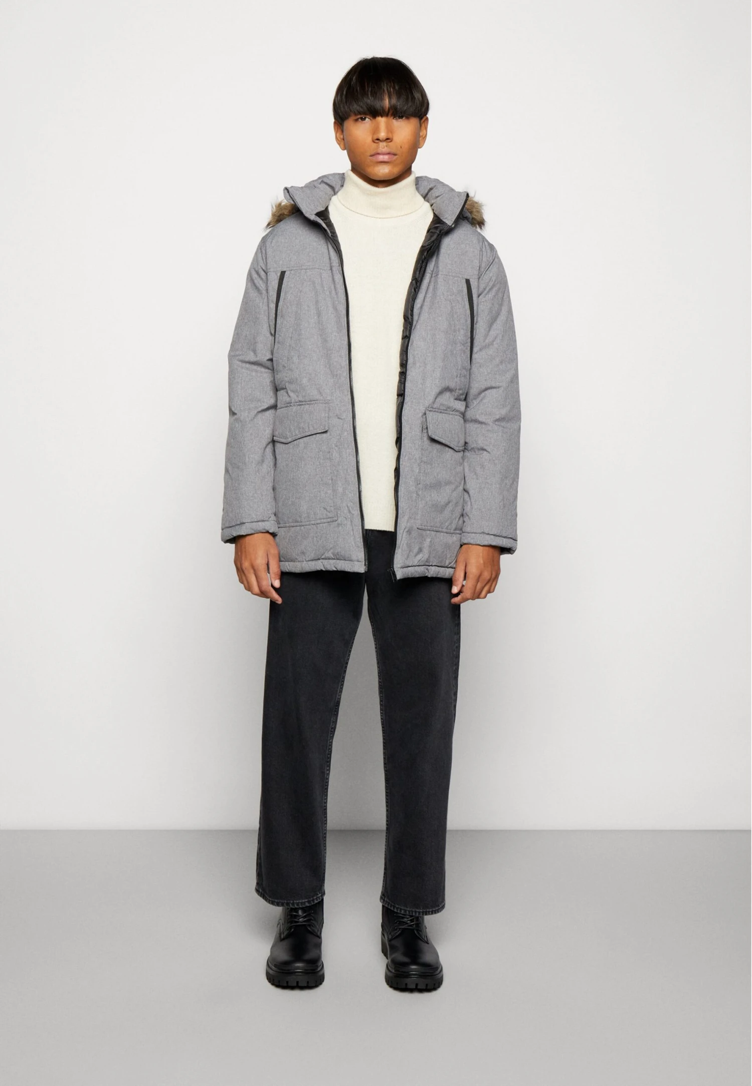 Jack & Jones Jjecraft- Winter Coat - Grey 2 Jack & Jones Jjecraft- Winter Coat - Grey - Image 2
