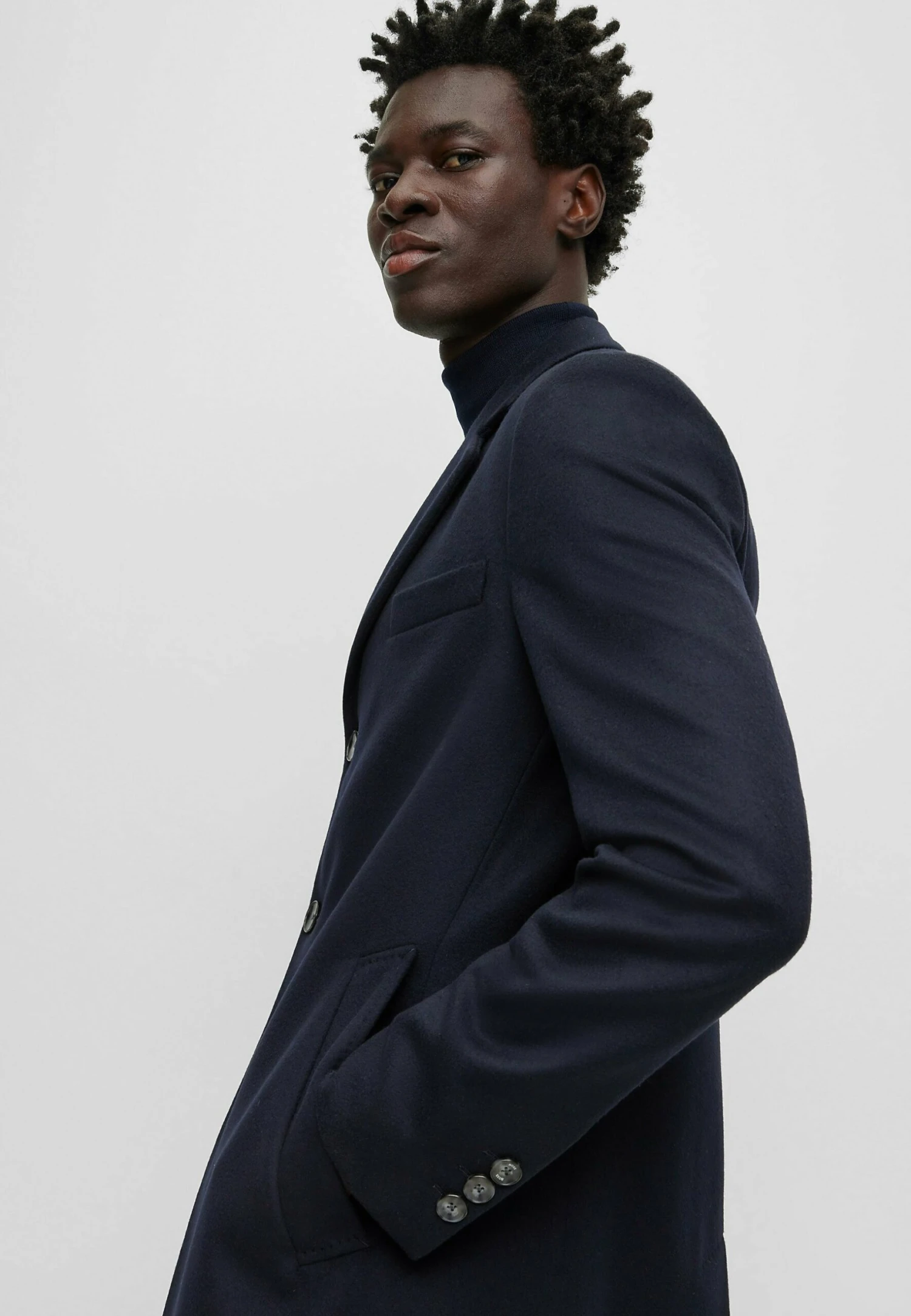 Boss H-Hyde-234 - Classic Coat - Dark Blue Four 5 Boss H-Hyde-234 - Classic Coat - Dark Blue Four - Image 5