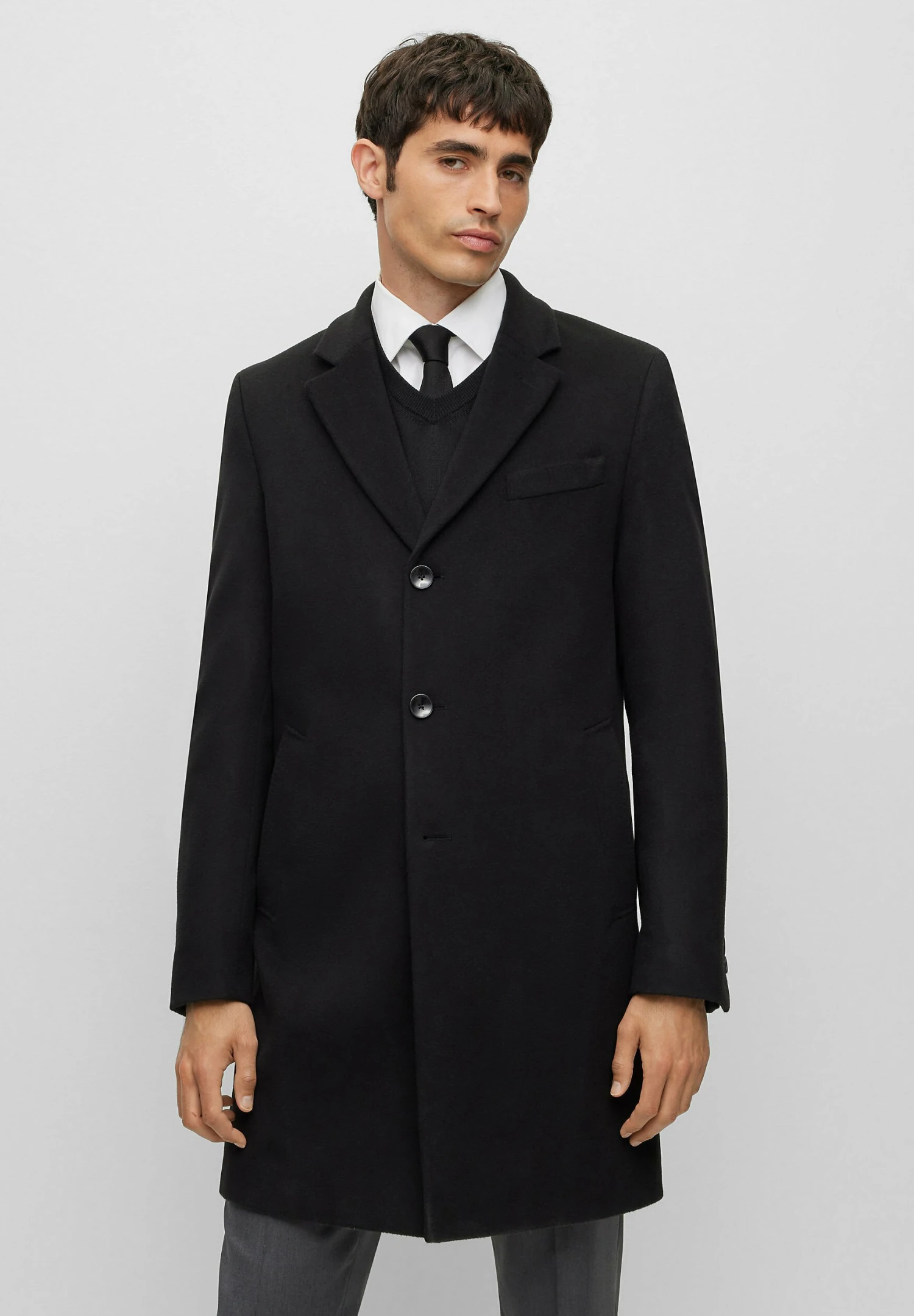 Boss H-Hyde-234 - Classic Coat - Black One 1 Boss H-Hyde-234 - Classic Coat - Black One