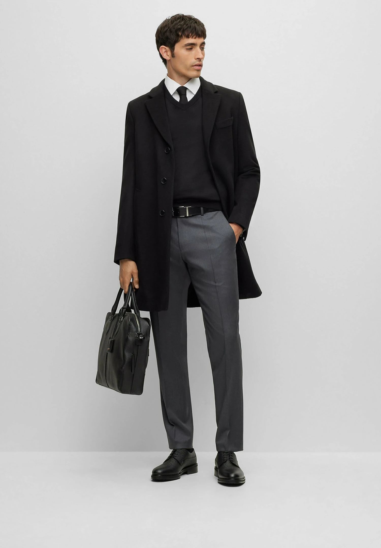 Boss H-Hyde-234 - Classic Coat - Black One 2 Boss H-Hyde-234 - Classic Coat - Black One - Image 2