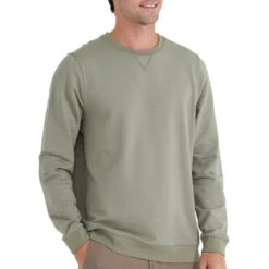 Men's Bamboo Heritage Fleece Crew -Winter Menswear Store heritage fleece crew moss green men top 1 1