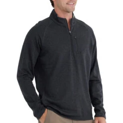 Men's Bamboo Heritage Fleece Quarter Zip -Winter Menswear Store heritage fleece quarter zip heather black men top 1