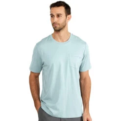 Men's Bamboo Heritage Pocket Tee -Winter Menswear Store heritage pocket tee flats blue men 1