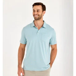 Men's Bamboo Heritage Polo 14 Men's Bamboo Heritage Polo -Winter Menswear Store heritage polo flats blue men top 1